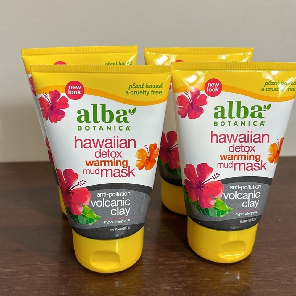 4 Alba Botanical Hawaiian detox warming mud face masks or body scrub